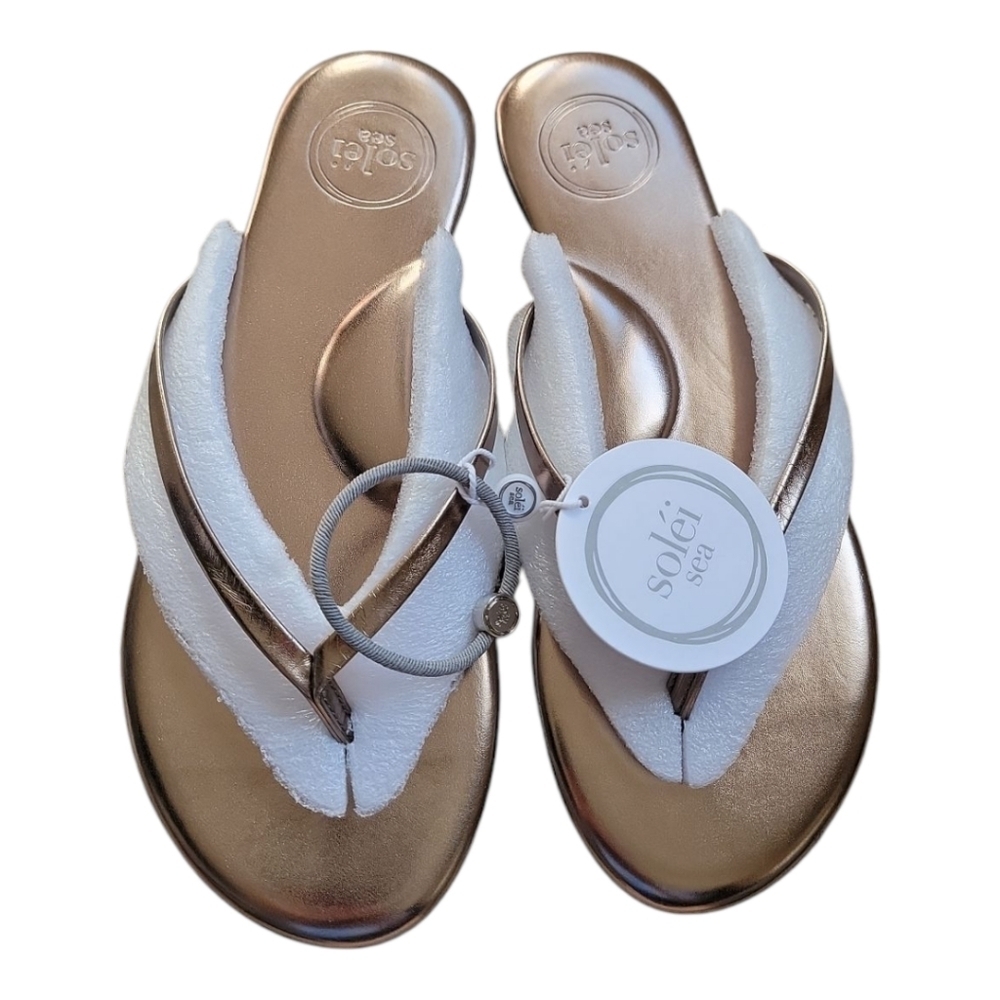 $57 NWT REVOLVE SOLÉI SEA Indie Sandal Metallic Pewter - Metallic - Picture 3 of 3